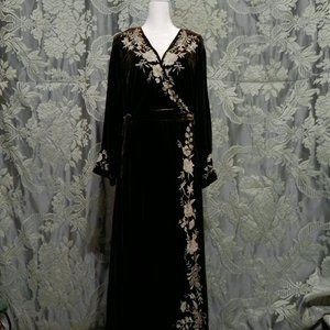 Johnny Was Erith chocolate brown velvet wrap  dress